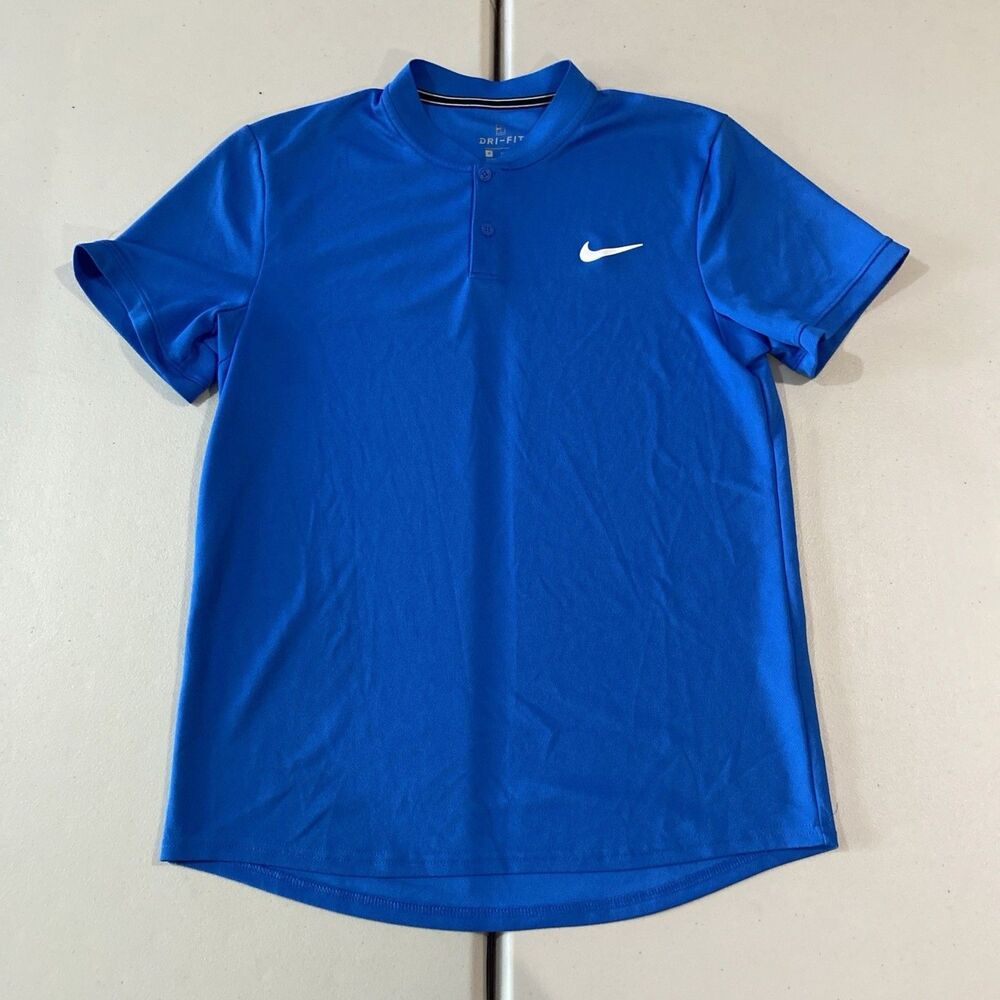 Nike Dri Fit Polo Shirt M #AQ7732-430 Nike swoosh 2 button front Used